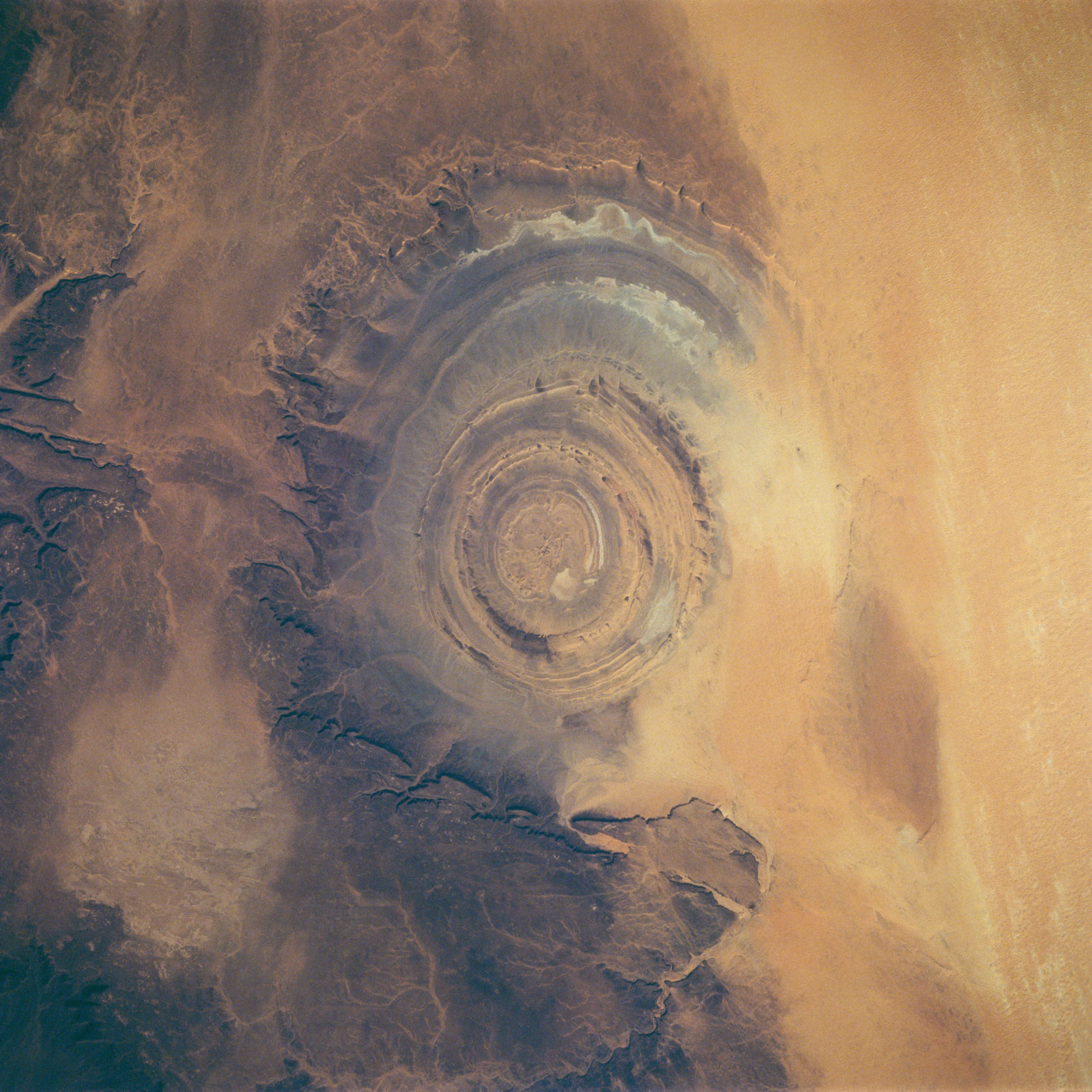 Earth observation photographs taken by the STS-58 crew. The Richat Structure in Mauritania