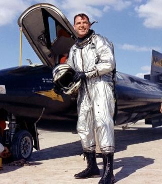 U.S. Air Force pilot Robert M. White after the last flight of an X-15 with the LR-11 engines