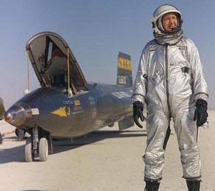 Air Force pilot Robert A. Rushworth following a flight aboard X-15-3
