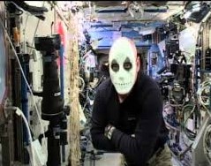 NASA astronaut Scott J. Kelly celebrating Halloween in 2015 during his one-year mission