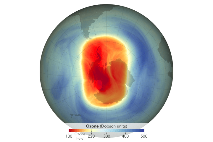 The 2023 Antarctic ozone hole reached its maximum size at 10 million square miles, or 26 million square kilometers, on Sept. 21, ranking as the 16th largest since 1979.