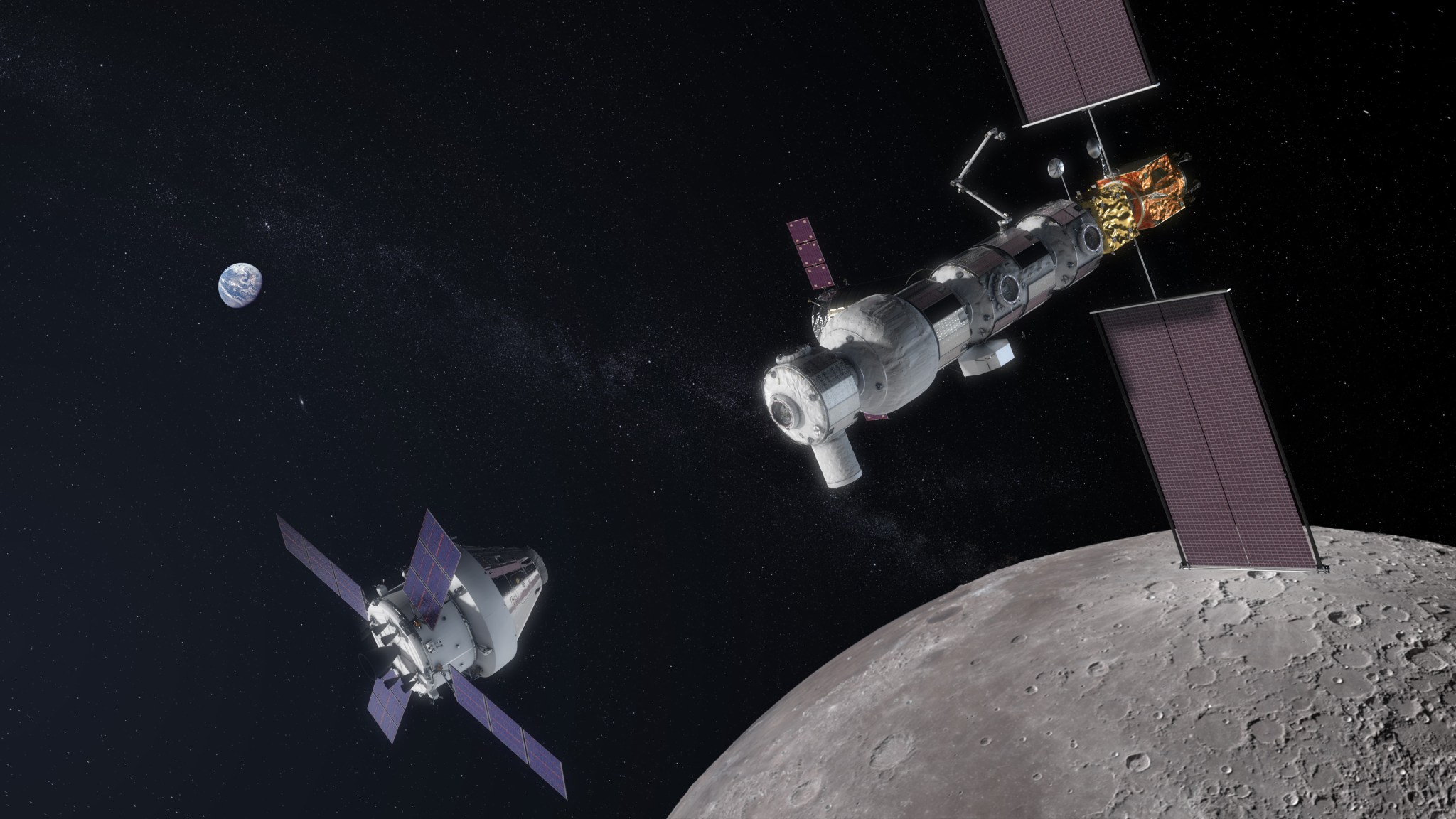Illustration of Orion preparing to dock at Gateway