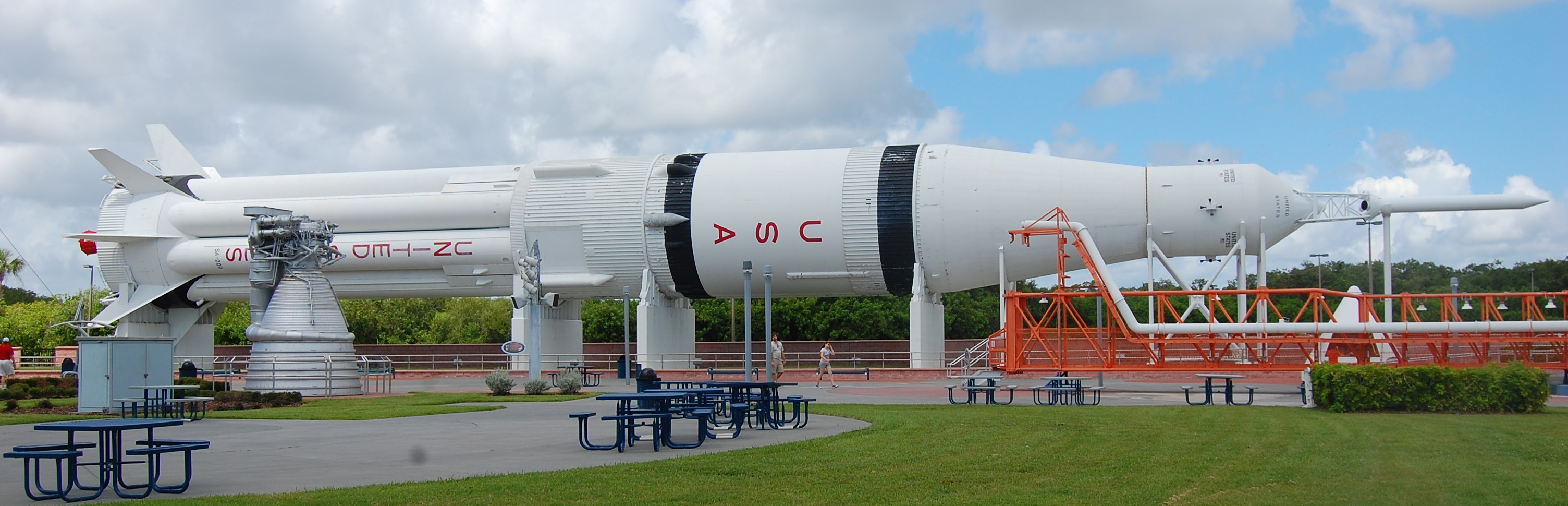 The Skylab 4 SA-209 Saturn IB rocket on display at the Visitor Center’s Rocket Garden at NASA’s Kennedy Space Center in Florida