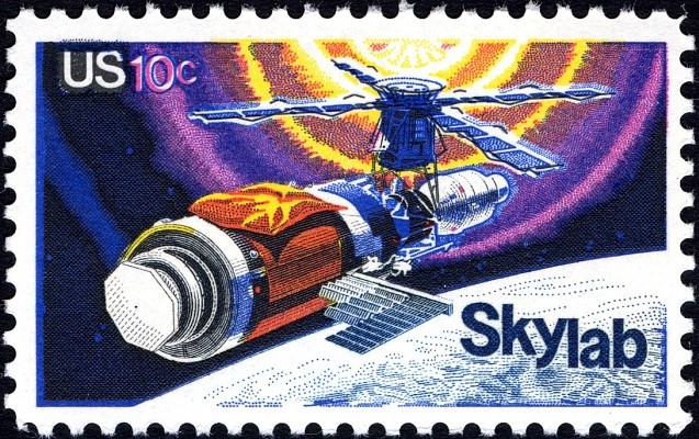 The Skylab postage stamp issued by the U.S. Postal Service