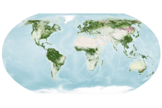 A similar global map depicts the redness of vegetation from October 5 to 11. The reddest areas have shifted equatorward, with more color visible in the Mid-Atlantic, the U.S. Southeast, southern Russia, China, and Mongolia.